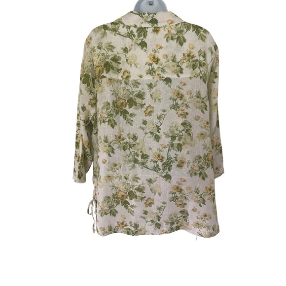 Laura Ashley‎ Floral Linen Tunic Top 3/4 Sleeve Collared Blouse 1X New - Picture 3 of 10